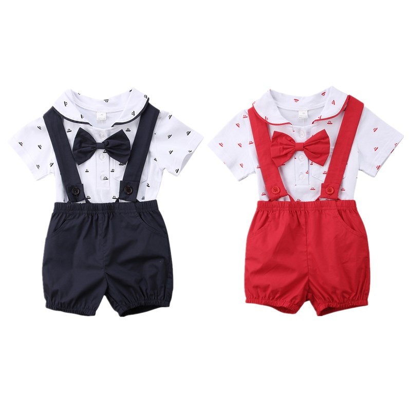 Nyfödda barn bebis pojke flicka herre soldräkt kläder småbarn bebis pojkar tryck fluga romper body+byxor overall kläder set