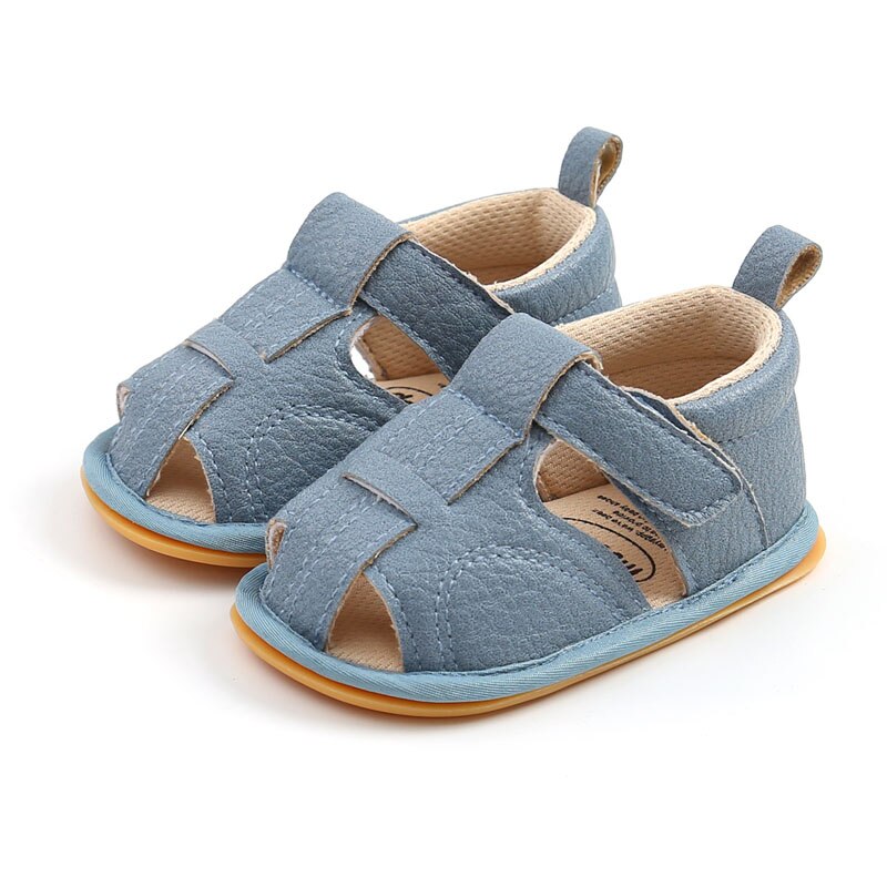 Zomer Schoenen Baby Jongens Meisjes Sandalen Zacht Leer Jongens Prewalker Zachte Zool Lederen Strand Sandalen Baby Peuter Schoenen: Blauw / 0-6 months