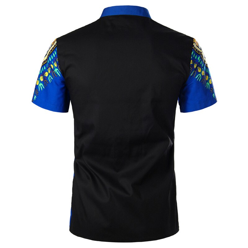 Heren afrikaans dashiki overhemd met opstaande kraag en korte mouwen, heren tribal folk top, 100%  katoenen heren afrika kleding, camisa chemise, s-xxl