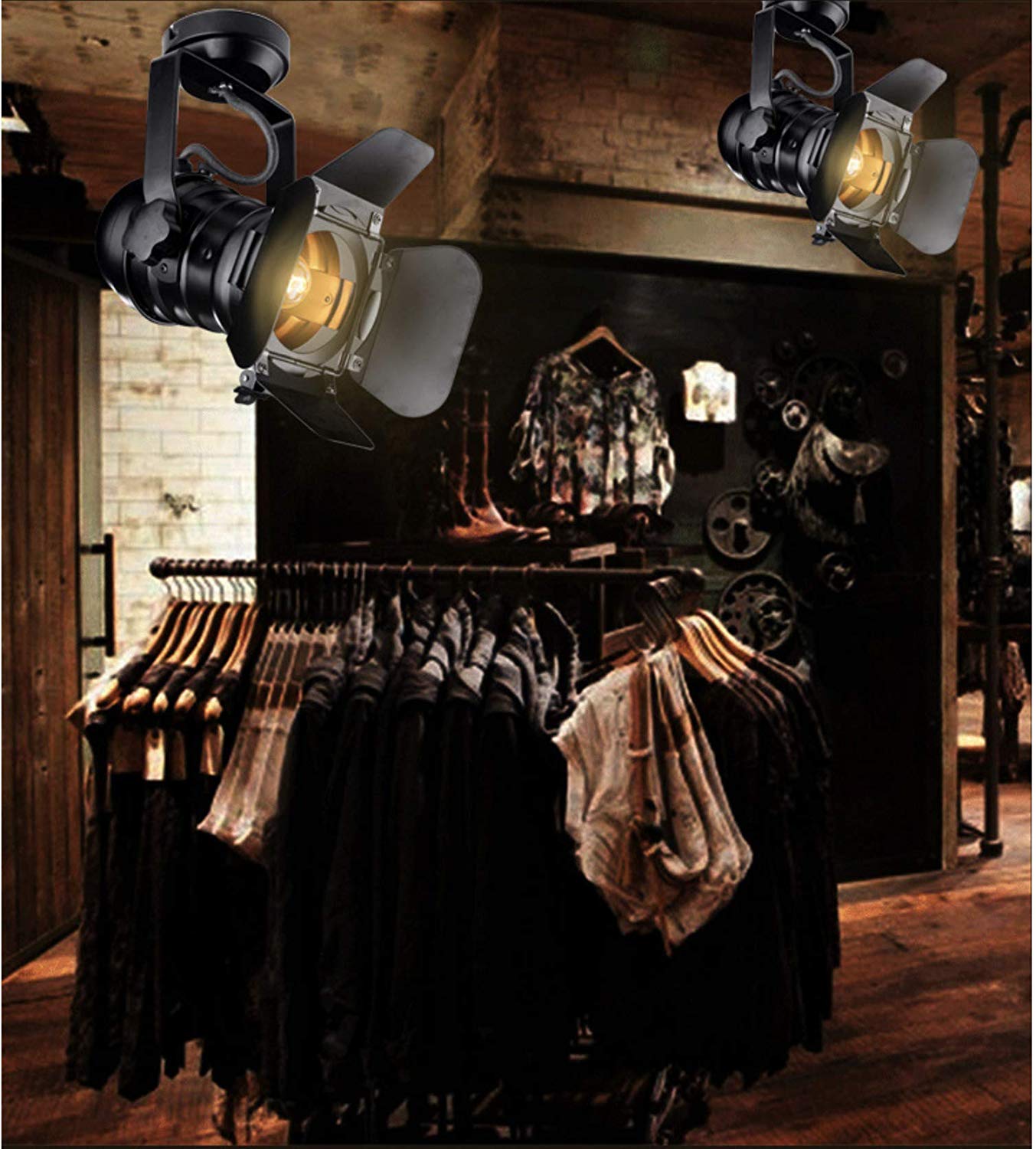 E27 ljusrammonterat tak led spår spotlight loft rail ljus svart spårlampa med klädaffär butiksbelysningsarmaturer