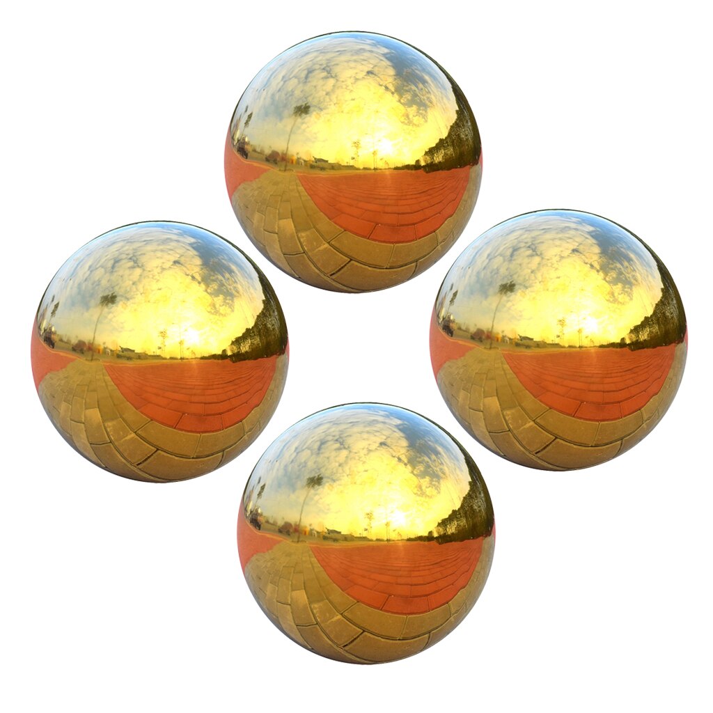 4 pièces/ensemble 304 boule de regard d'acier inoxydable sans couture, boules de miroir, boule creuse de sphère pour la décoration extérieure de jardin