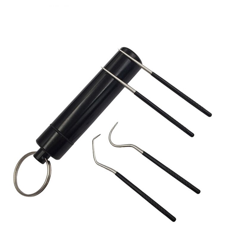 Juego de hilo Dental de Metal de acero inoxidable para limpieza Oral, artefacto portátil colgante, tubo de palillo de dientes, hilo Dental más fuerte, 1 Juego: Rojo