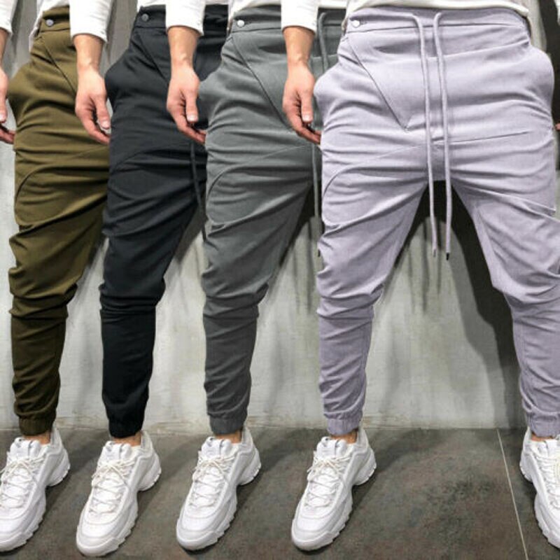 Merkki miesten perus jogger pehmeät housut puuvilla active urban slim fit kuminauha