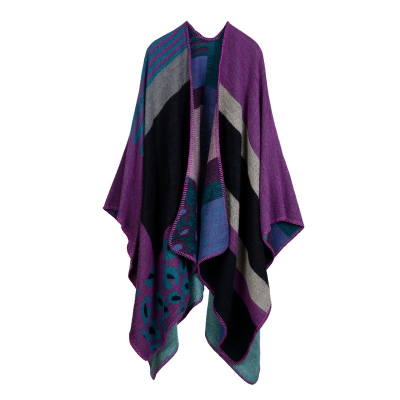 Hiver femmes réversible surdimensionné couverture Plaid pull Poncho Cape châle et enveloppes Cardigans épaissir pashmina écharpe: 15