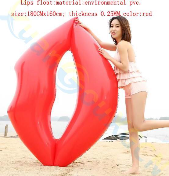 inflatable salad bar buffet ice bucket cup drink holder swimming bathing pool Floating row toy party decoration bar coasters: Lips Red