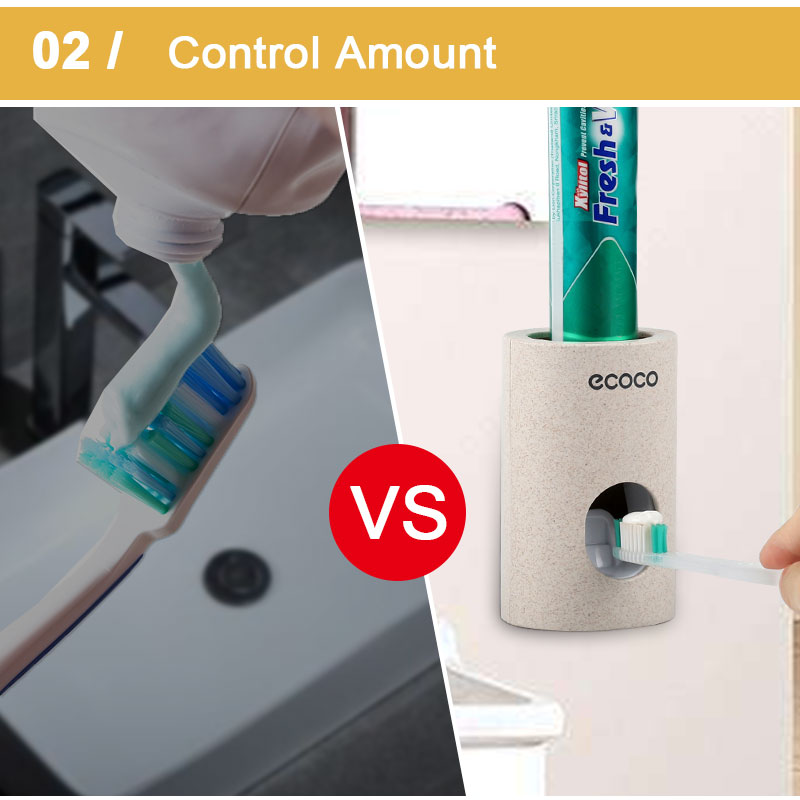 Automatic Toothpaste Dispenser Wheat Straw Toothbrush Holder Waterproof Dustproof Toothpaste Squeezers Bathroom Accessories Set