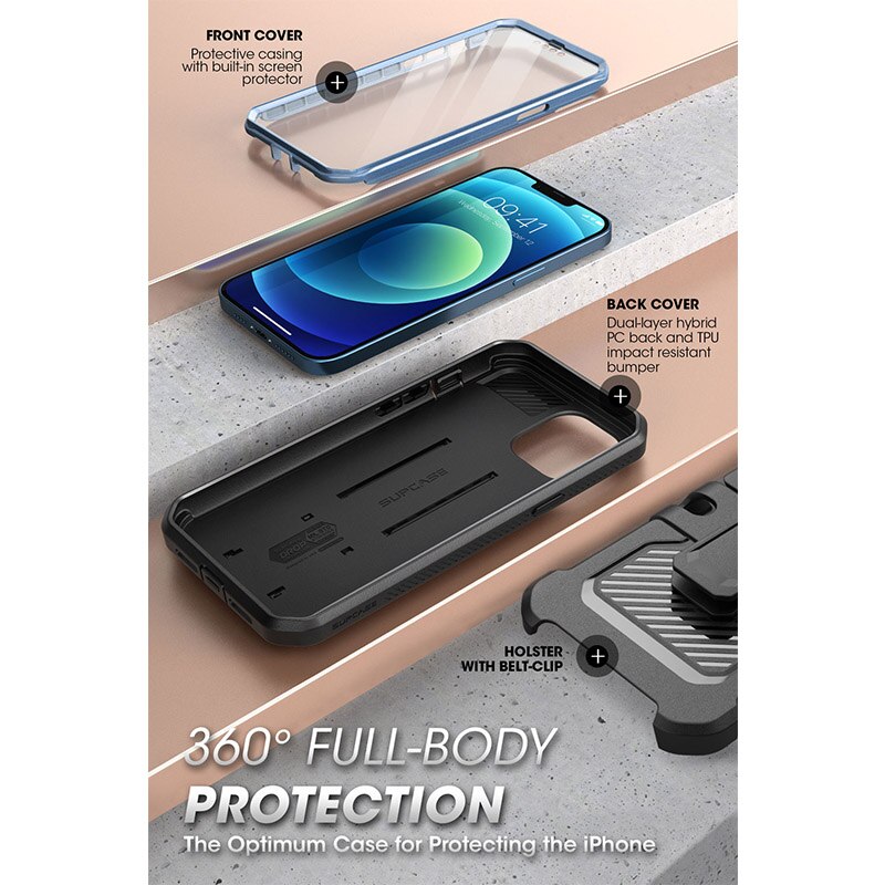 Supcase Voor Iphone 13 Pro Max Case 6.7 &quot;) ub Pro Full-Body Robuuste Holster Cover Met Ingebouwde Screen Protector &amp; Kickstand