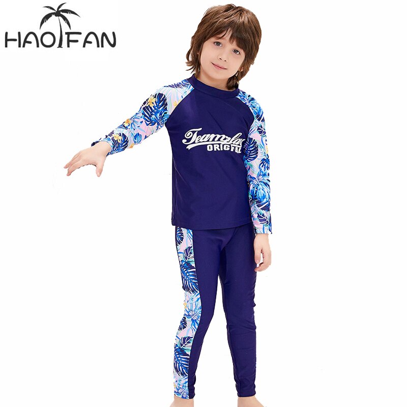 Hao Fan Jongen Meisjes Moslim Swimwears Islamitische Kinderen driedelige Lange Mouwen Badpakken Arabische Islam Beach Wear Zwemmen Duiken pak