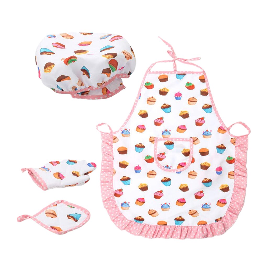 Smart Cookie Chefs Apron Set - 4 Pieces Kids Chef Hat & Apron with Accessories - Pretend Play Kitchen Set