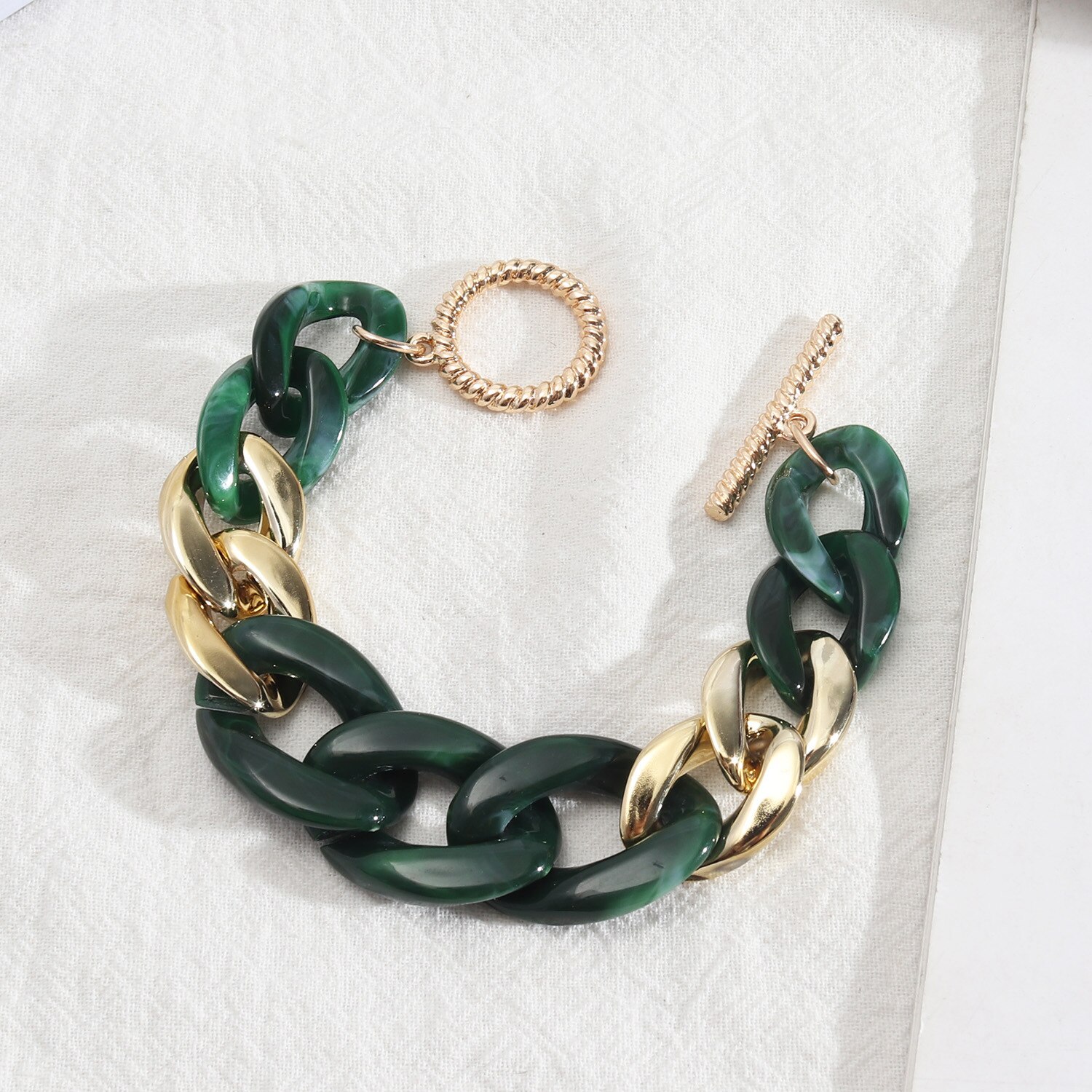 Vintage Metall Acryl Spleißen Dicke Kette Armband Für Frauen Candy Farbe Harz Erklärung Charm Armband Homme Armband Schmuck: 1