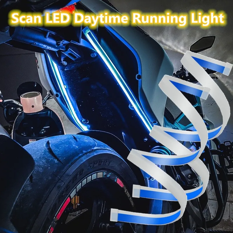 2Stck Motorrad LED DRL Tagfahrlicht Rücklicht Streifen Fließende Wasserdichte Blinker Lampe Auto Auto Stil Zubehör