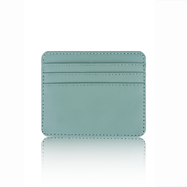 4-Kaart Multicolor Kaarthouder Unisex Wallet Slim Pu Leather Credit Card Id Card Cover Portable Container Purse vrouwen Mannen: Blue