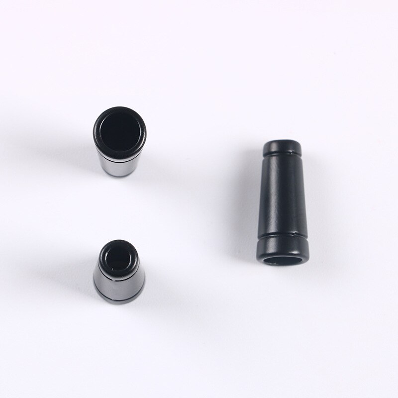 20mm trattformad lång lås sladd stopp rep ändar lock dragsko växlar klämma kläder kläder skosnöre tillbehör: Mattsvart