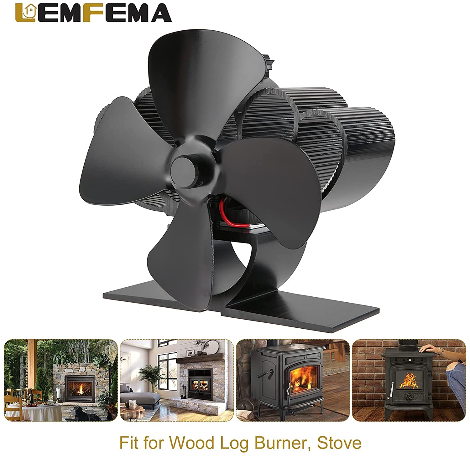 1 Set Mini 4 Blade Kachel Ventilator Warmte Aangedreven Pellet Kachel Fan Thermometer Oven Hout Brander Eco Fan Haard Accessoires