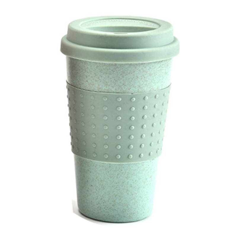 Miljøvennlig kaffe te kopp hvete halm reise vann drikke krus med silikon lokk drikke krus