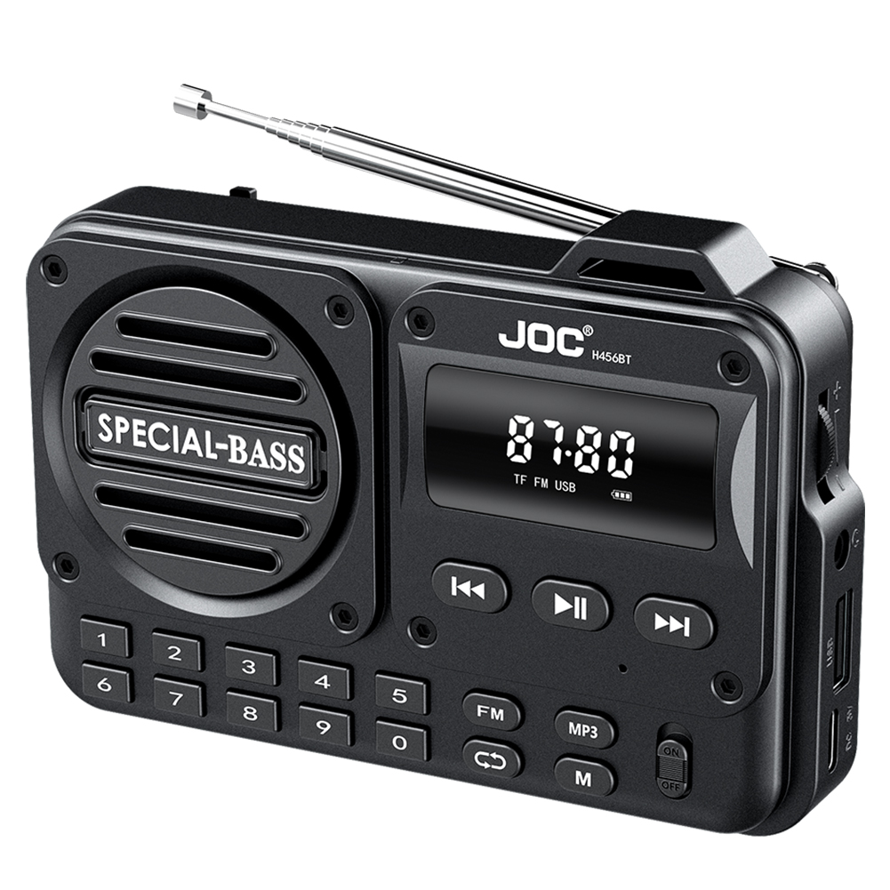 Portable FM Radio Rechargeable Digital Radio Recorder with LED Display BT 5.4 Radio Speaker for Seniors Elderly: black