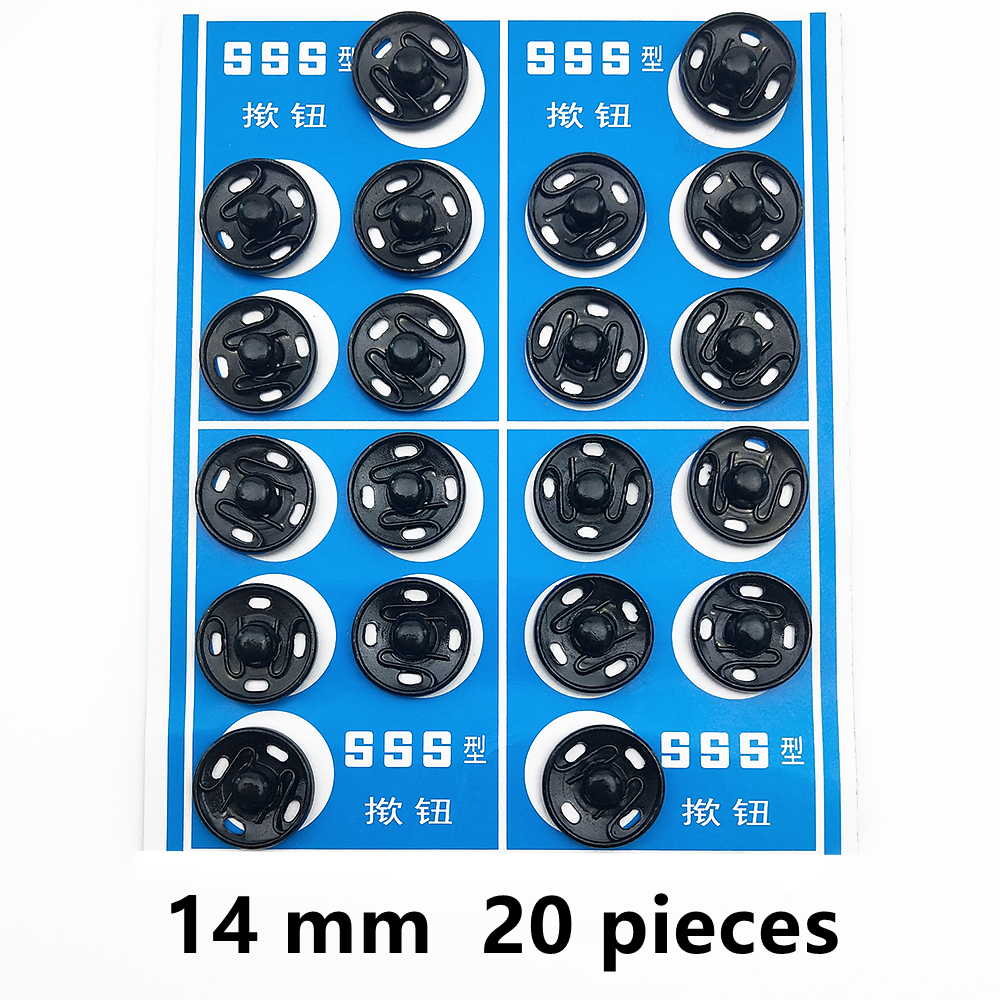 Black Round Snap Buttons Metal Press Button Fasteners Plating Stud Iron DIY Garment Bag Sewing Accessories: FR515