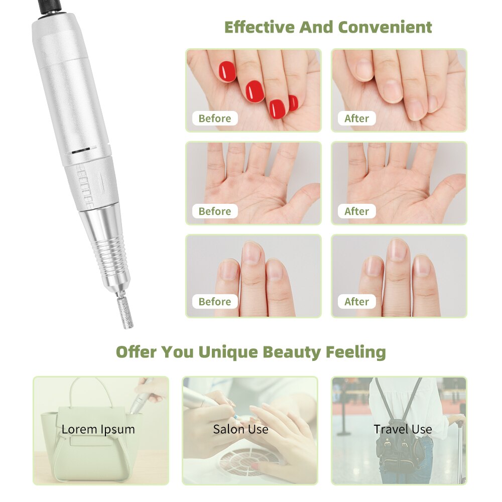 Micro motor para manicure, aparelho elétrico portátil para manicure, pedicure, 30000rpm, polimento, lixa de unha