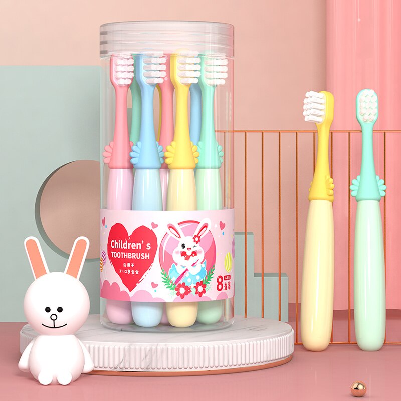 8Pcs Kinderen Gekleurde Fiber Tandenborstel Set Tandheelkundige Zorg Tanden Reinigen Kids Items Tandheelkundige Borstel Kinderen Tanden Borstel Voor 3-12Y