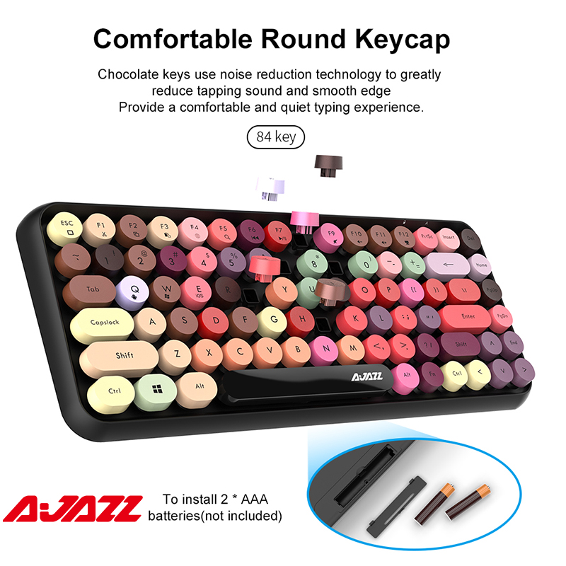 Ajazz 308I Draadloze Toetsenbord 18/84 Toetsen Ronde Keycap Bluetooth Toetsenbord Draagbare 2.4Ghz Numeriek Toetsenbord Voor Tablet Laptop Android
