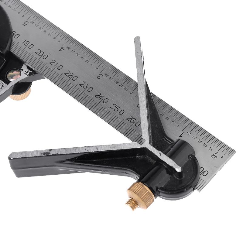 Regla de ángulo transportador multifunción de acero inoxidable, herramienta de medición de nivel de espíritu, marcado de altura y profundidad, 300mm/12 ", A5YD