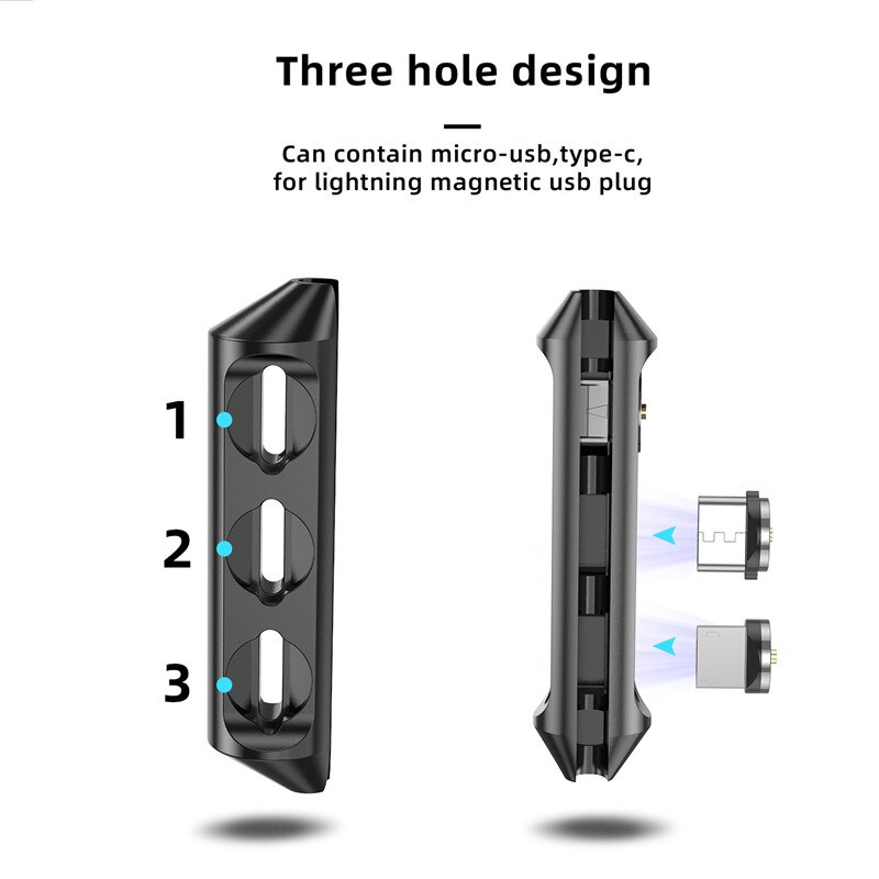 Uslion 磁気プラグボックス用のポータブルストレージ iphone タイプ c マイクロ usb ケーブルプラグマグネットコネクタヘッド容器ケーブルプラグケース