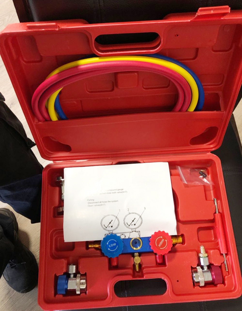 R134A HVAC A/C Refrigeration Kit AC Manifold Gauge Set Auto Service Kit Car Air Conditioning Repair Fluorine Filling Tool