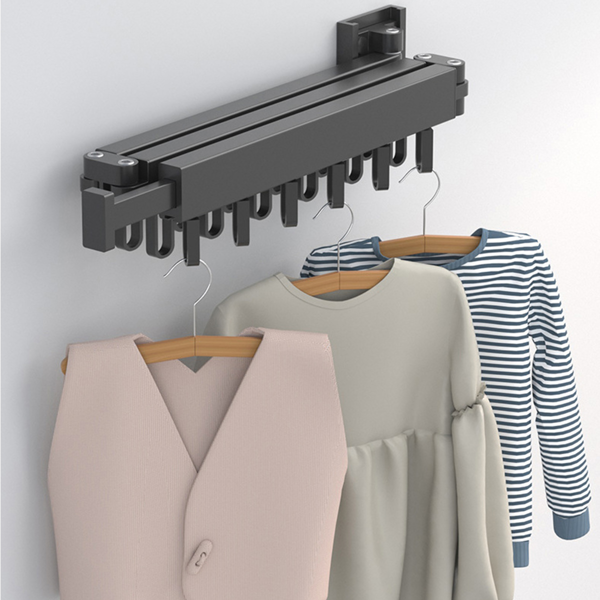 Vouwen Kleerhanger Wall Mount Intrekbare Doek Droogrek Indoor & Outdoor Ruimtebesparend Aluminium Home Wasgoed Waslijn