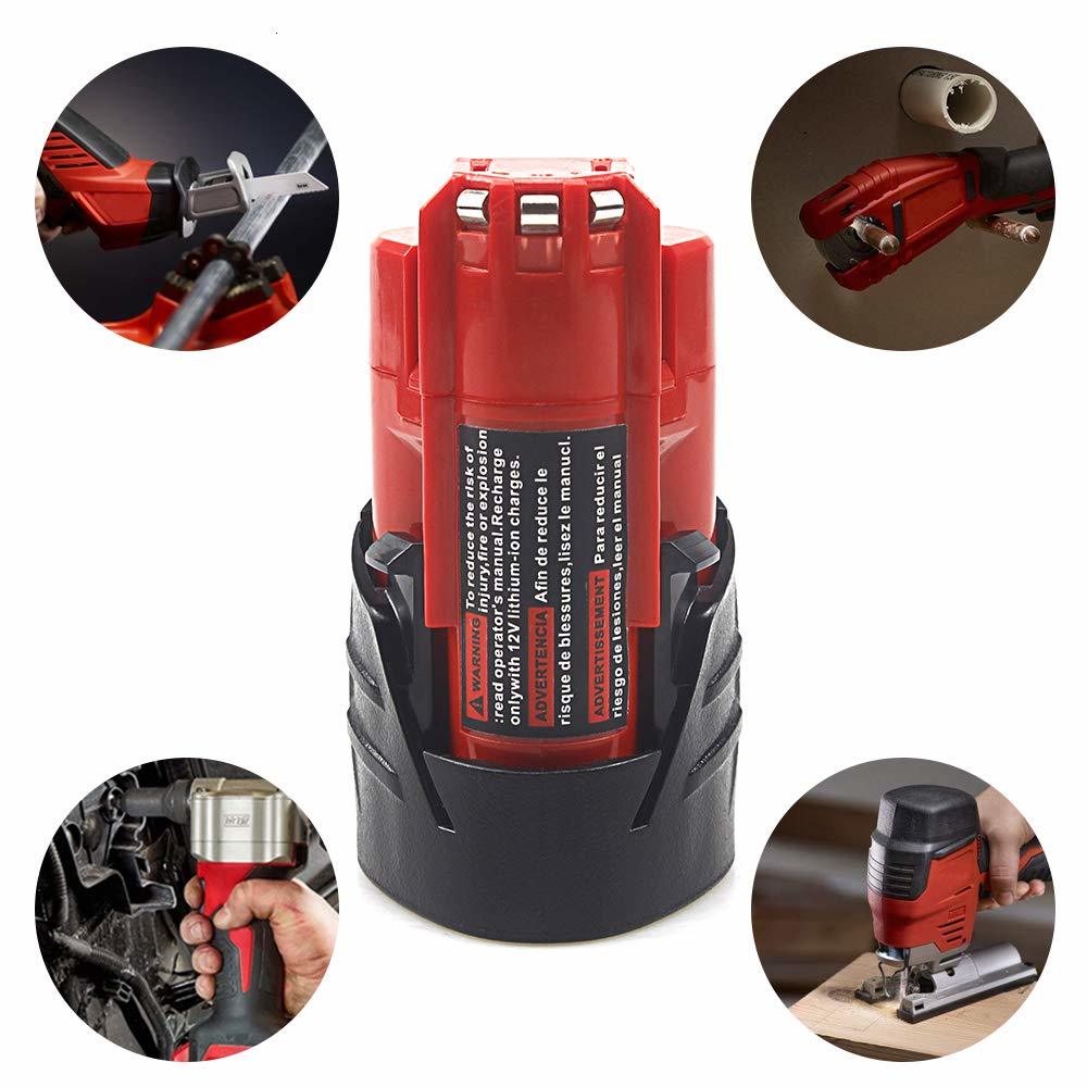 Waitley 2Pack 12V 2.5Ah LI-ION 2500mAh Battery for Milwaukee M12 XC Cordless Tools 12 v 48-11-2440 48-11-2402 48-11-2411