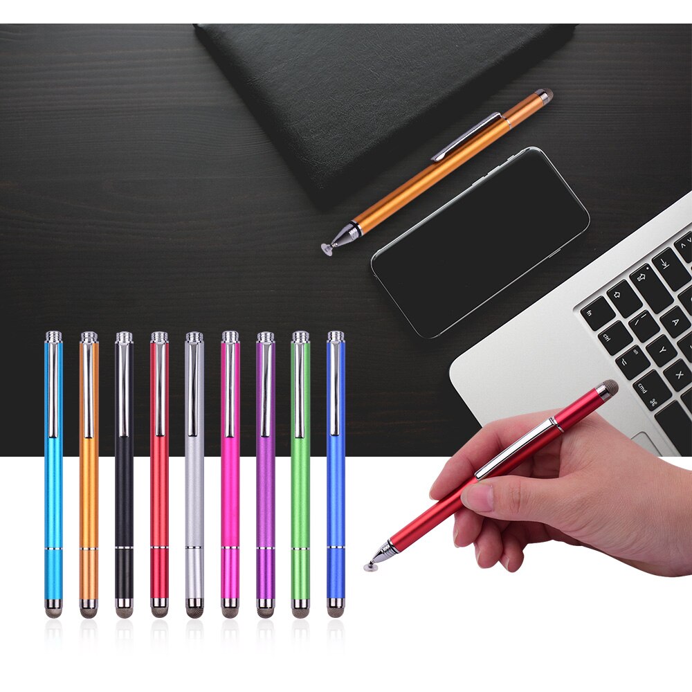 Universal 2 in 1 Stylus Pen with Fiber Tip and Disc Tip Precision Touchscreen Pen for All Capacitive phones Tablets Laptops 2pcs