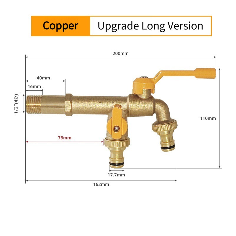 Outils de jardin robinet d'eau en laiton 1/2 "extérieur et intérieur utilisé levier marche/arrêt facile poignée robinets d'alimentation d'arrosage robinet à tournant sphérique: Orange