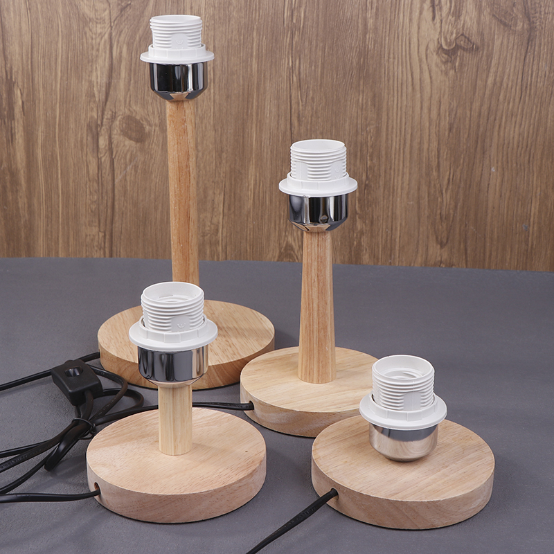 E27 circulaire solide support de Base en bois lampe tasse avec cordon interrupteur marche/arrêt pour lampe de Table brancher lampe support de lampe de chevet