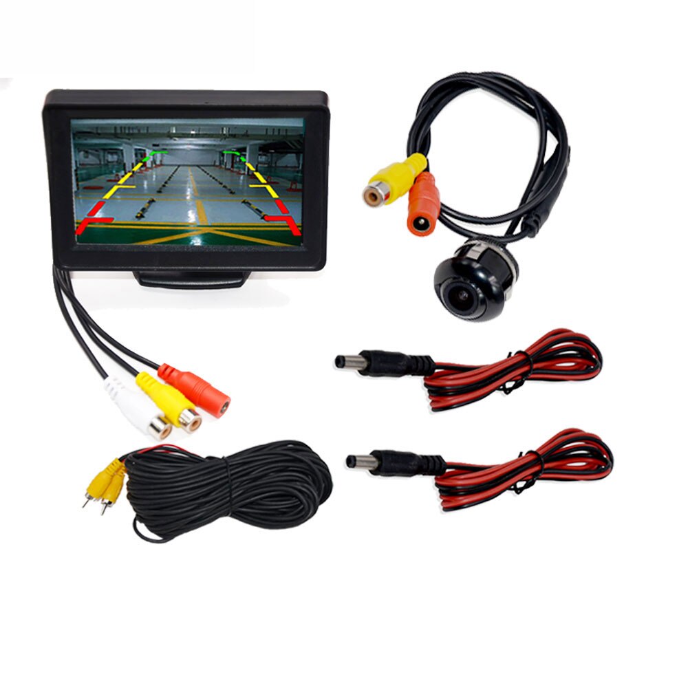 BYNCG 4,3 &quot;Auto Rückspiegel Monitor Auto Parkplatz System + LED Nachtsicht Sicherung umkehren Kamera CCD Auto Hinten Aussicht Kamera: Rosa
