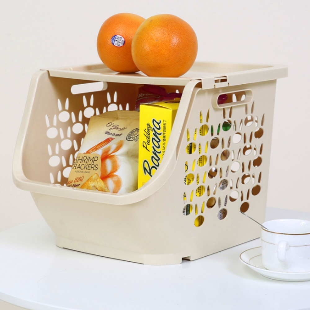 Wbbooming plast multifunktionel opbevaringskurv køkken badeværelse opbevaringspose hule grøntsager frugtholdere med låg