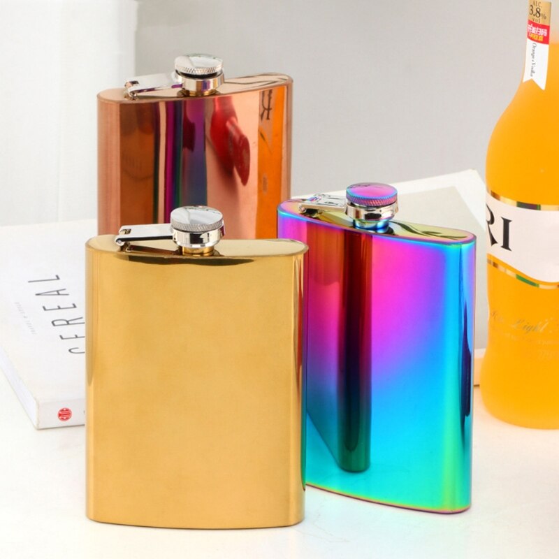Practical Stainless Steel Flask Curved Flat Bottle Body Leak-proof Tight Screw Cap Flask Suitable For Outdoor Travel