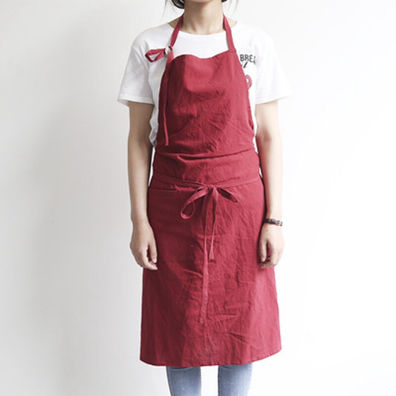Delantal de cocina para mujer, chaleco antiincrustante, accesorios de limpieza del hogar, delantal de trabajo con bolsillo: Wine red