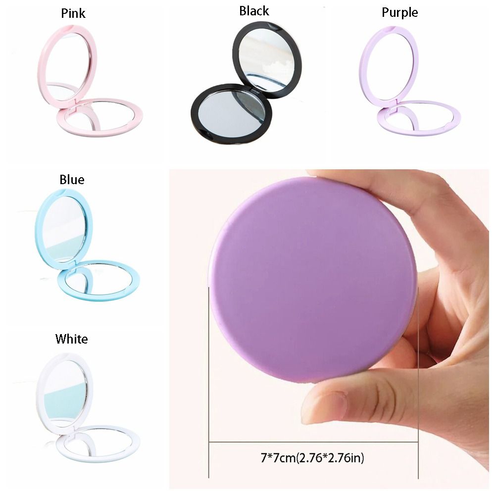 Portable Double Sided Flip Small Round Mirror Cute Round Mini Folding Mirror Small Round Makeup Mirror Office