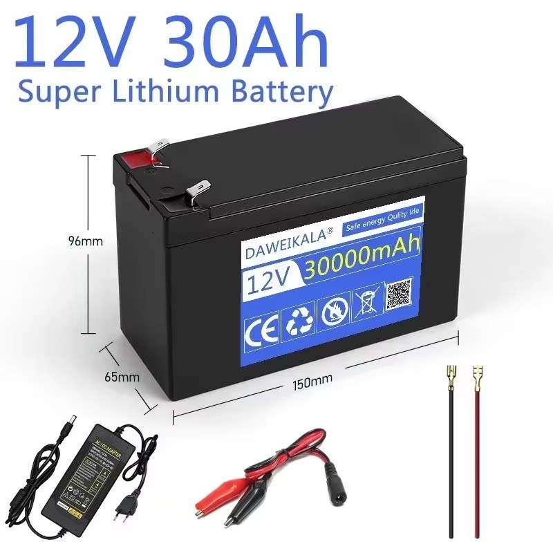12V 30Ah 18650 Lithium Battery Pack - High Current BMS for Sprayers/EV | Includes 12.6V 3A Charger | Waterproof & Long Cycle Lif