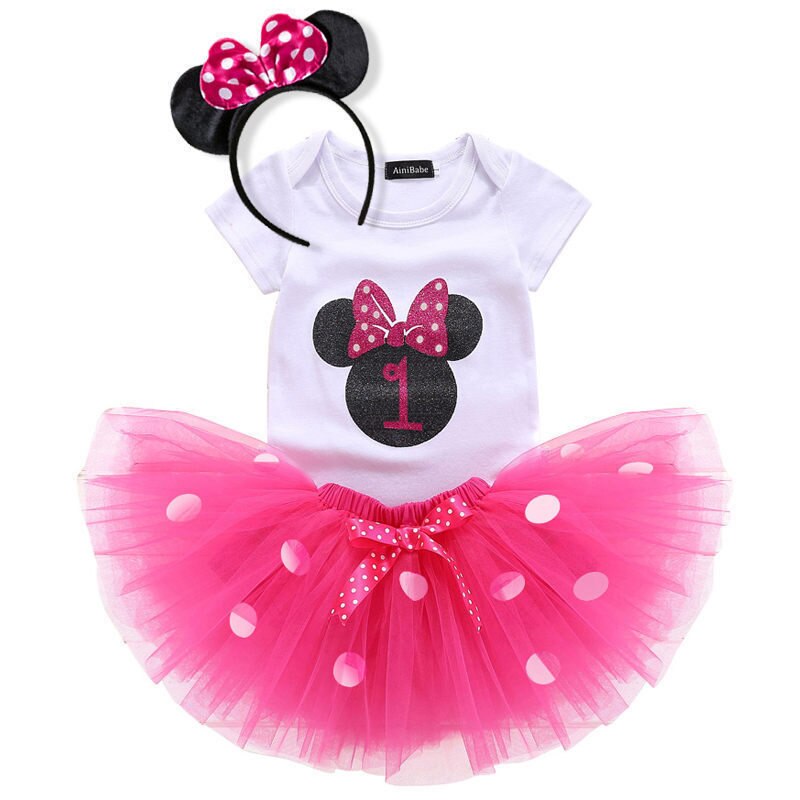 Peuter Kleding Meisje Feestjurk Doop Kinderen Jurken Elegante 1 Jaar Baby Verjaardag Jurk Tutu Dragen Kids Kleding: Dress 5 Hot pink