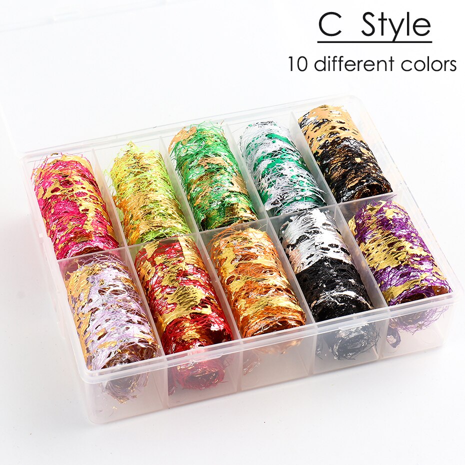 1Box Mixed 3D Mesh Aluminium Folies Nail Art Stickers Set Netto Lijn Tape Stickers Slider Voor Nagels Glitter decoratie BE1778: 1778-C Box