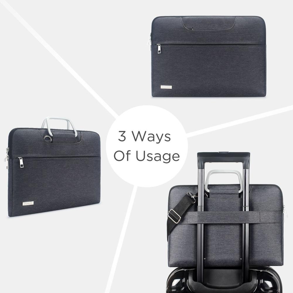 Water Resistant 13 14 15.6 17.3 Inches Laptop Bag With Aluminum Handle Shoulder Strap Sleeve Carry Case Brown Grey