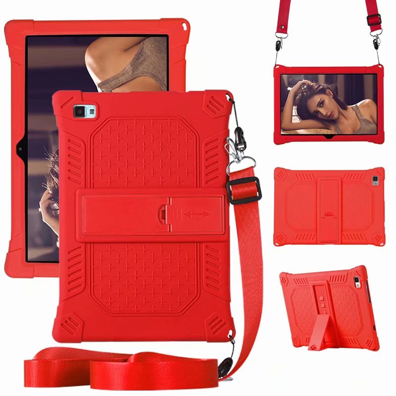 Kindveilige hoes voor teclast  p20hd 10.1 inch tablet pc beschermhoes voor teclast  p20 standaard siliconen hoes + band + pen: Rood