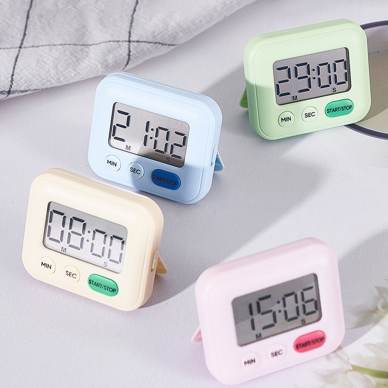 Digital LCD kitchen timer with on/off switch, mute and loud alarm, 24-hour clock, children, teachers, kitchen
