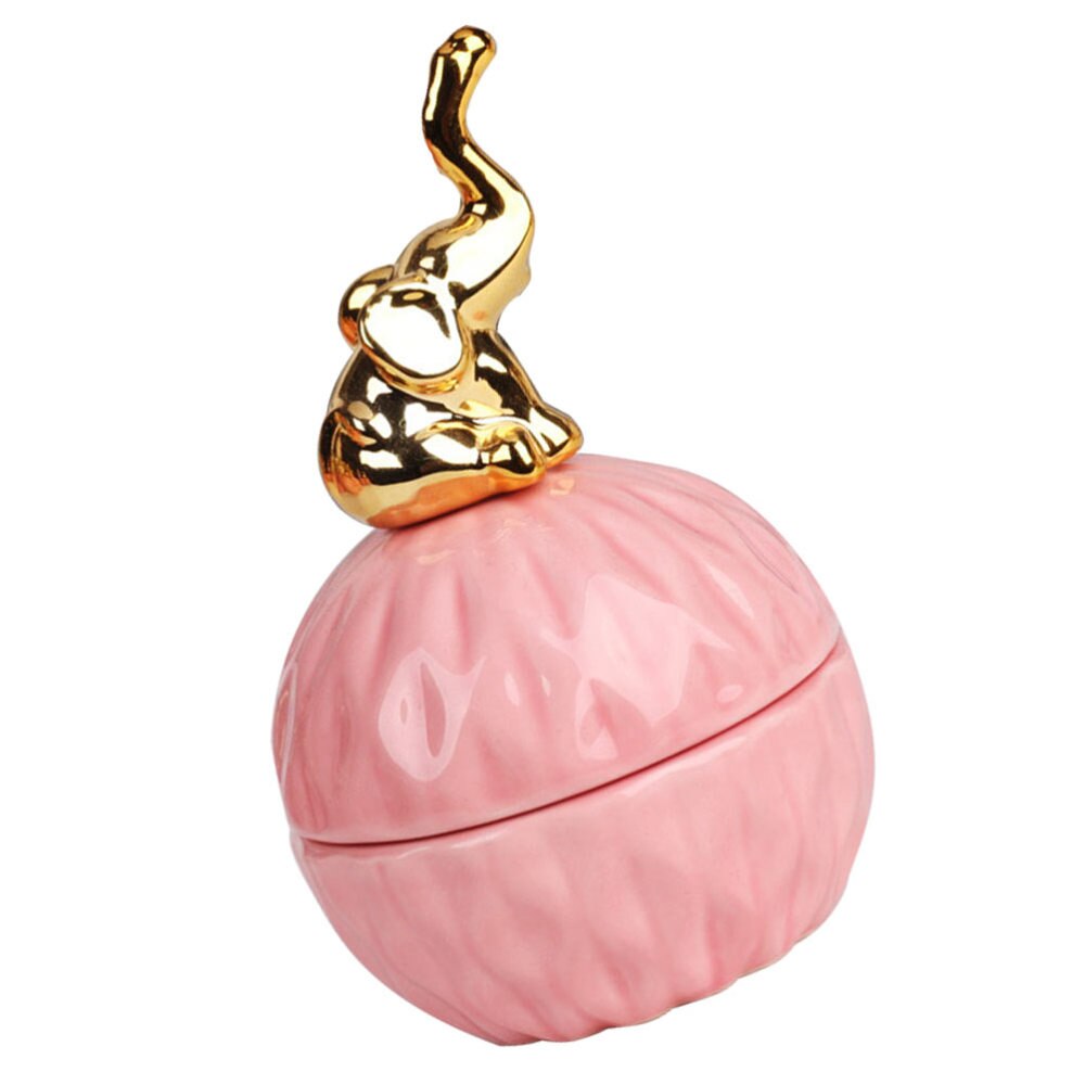 1Pc Candies Jar Ceramic Candy Container Can Jewelry Box for Party: Elephant
