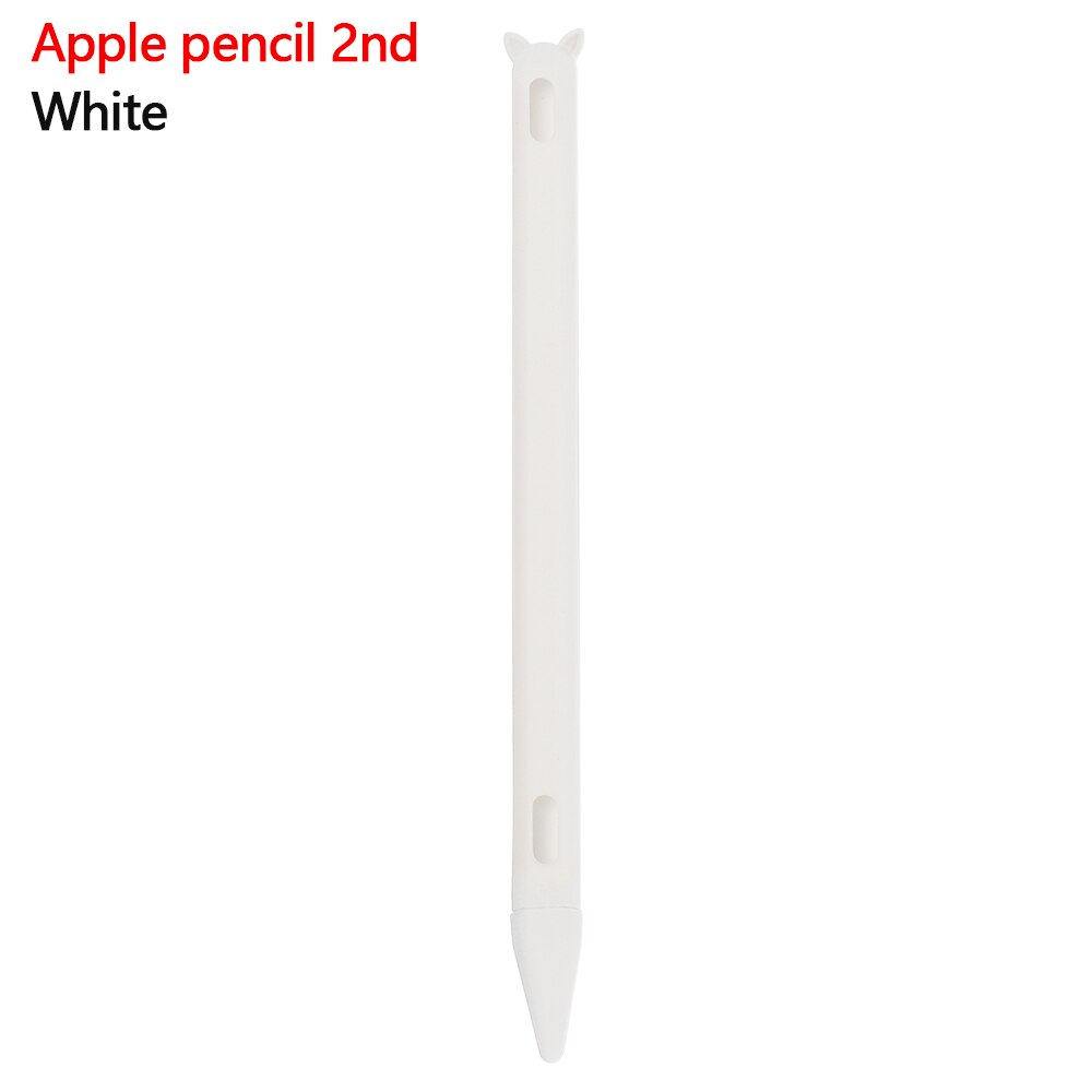 Cute Cat Ear Anti-scroll Silicone Protective Pouch Cap Holder Nib Cover Protective Case Skin For Apple Pencil 1 2 Tablets Pen Co: white pencil 2nd