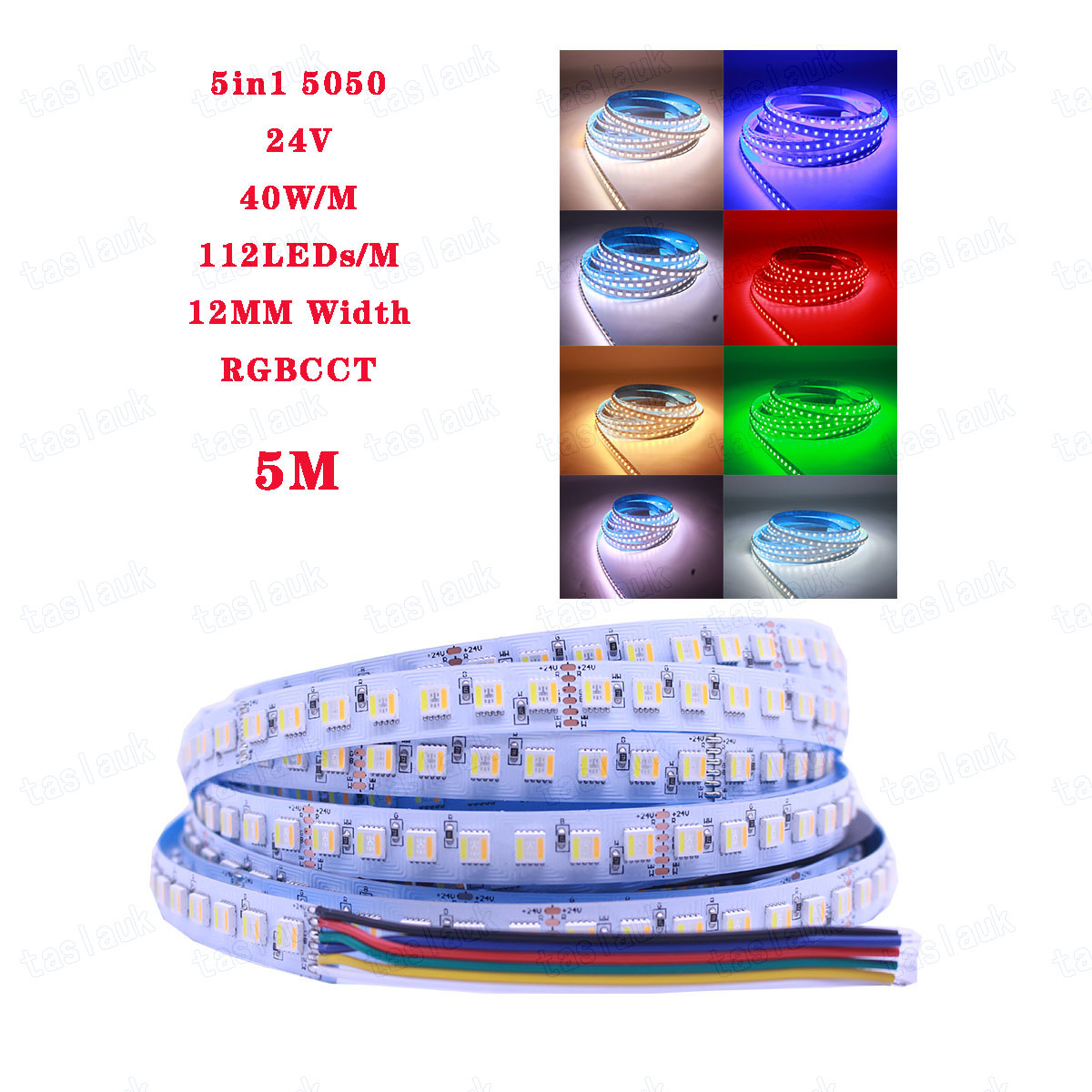 10mm 12mm 12V 24V 48V 5050 RGBCCT LED Strip RGBCCT 5 Color in 1 LED Chip,60/96/112 LED/M IP20 IP65 IP67 Waterproof LED Tape
