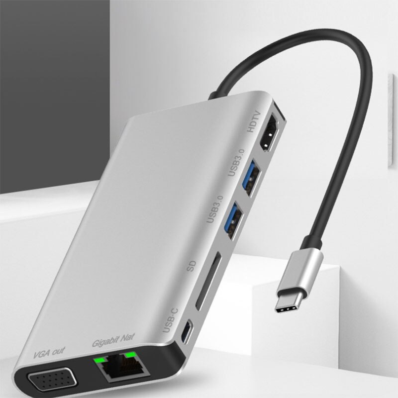 USB-C TO HDMI VGA HUB Docking Station Type-C Docking Station Multifunctional Card Reader