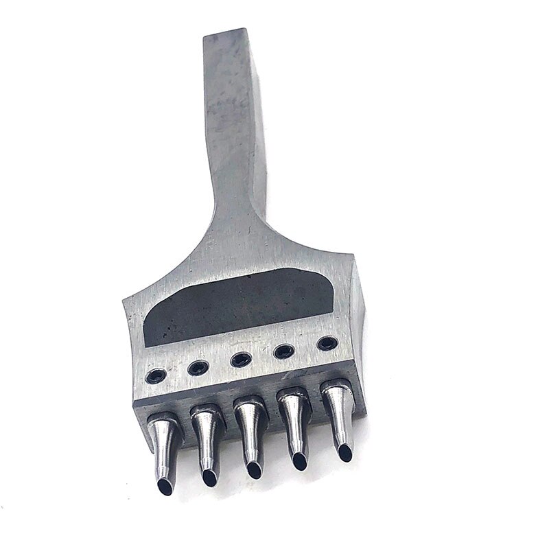 Correa de cuero para reloj artesanal, herramientas de perforación de agujero ovalado, cortador de ojales de 5 puntas, cabezal, cincel removible, juego de herramientas