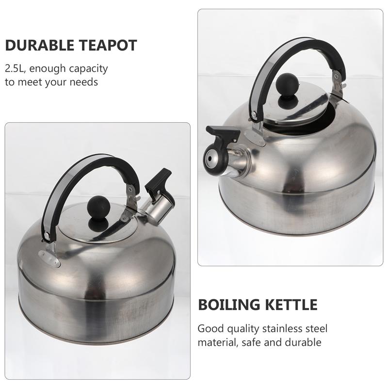 1pc 2.5L Whistling Tea Kettle Stainless Steel Boil Water Kettle Bakelite Handle Pot Induction Cooker Kettle Boiled Teapot