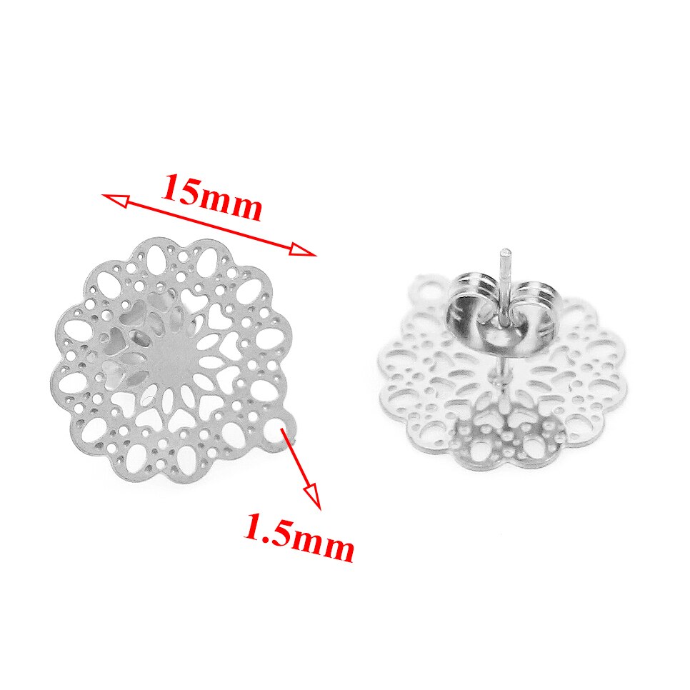 Retro Aperto Del Modello di Fiore In Acciaio Inox Risultati Orecchino Della Vite Prigioniera Della Boemia di Base Ago Della Componenti Orecchino Gioielli FAI DA TE Che Fanno: Style 6-steel